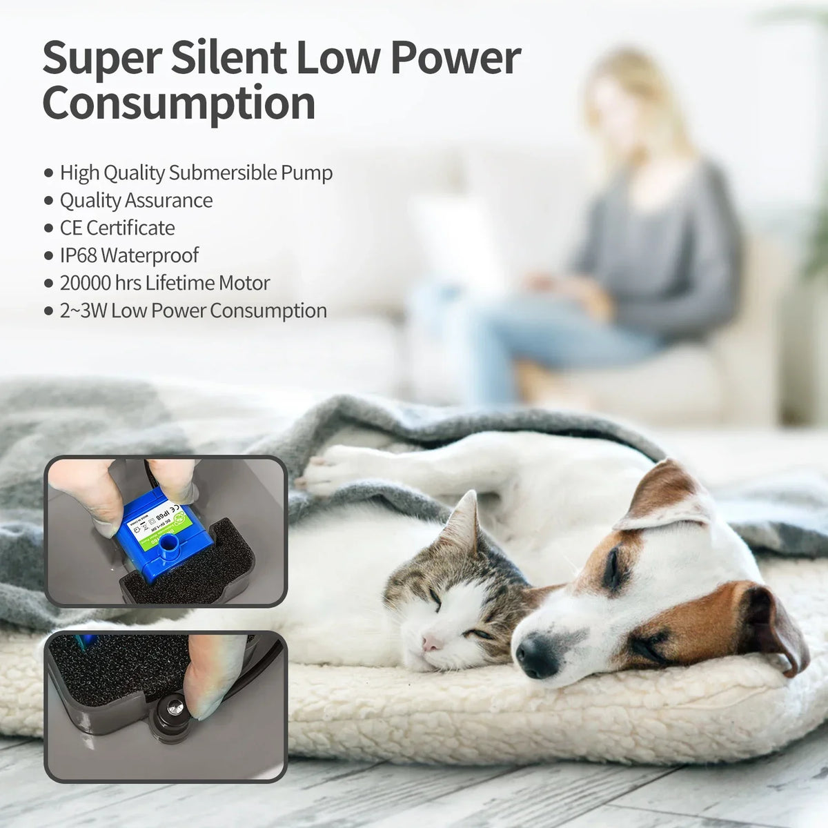Ultra-Quiet 2L LED Cat Water Fountain with Filters