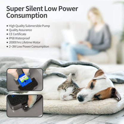 Ultra-Quiet 2L LED Cat Water Fountain with Filters