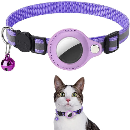 Breakaway Reflective AirTag Cat Collar with Bell