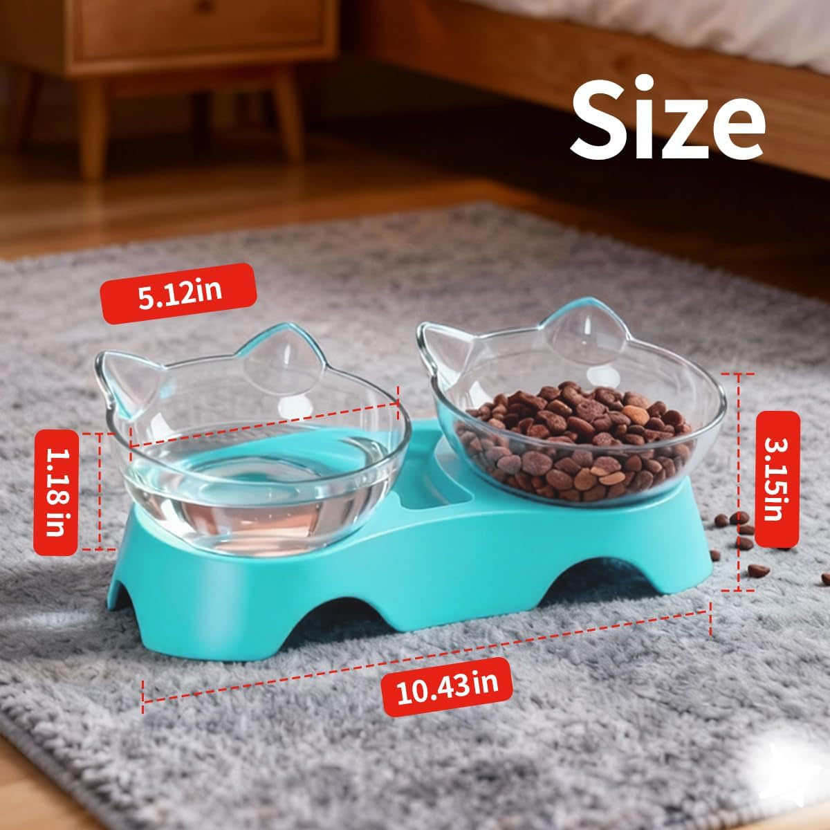 Cat Bowls, Cat Food Bowls Elevated Tilted, anti Vomiting Kitty Bowl for Puppy and Bunny, Orthopedic Bowl for Indoor.(Blue)