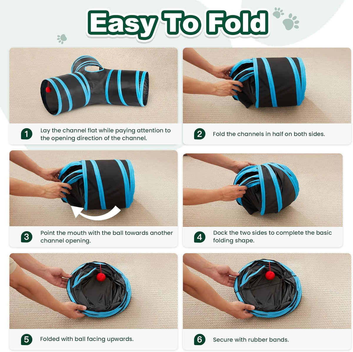 Cat Tunnel for Indoor Cats, 3-Way Collapsible Play Tunnel