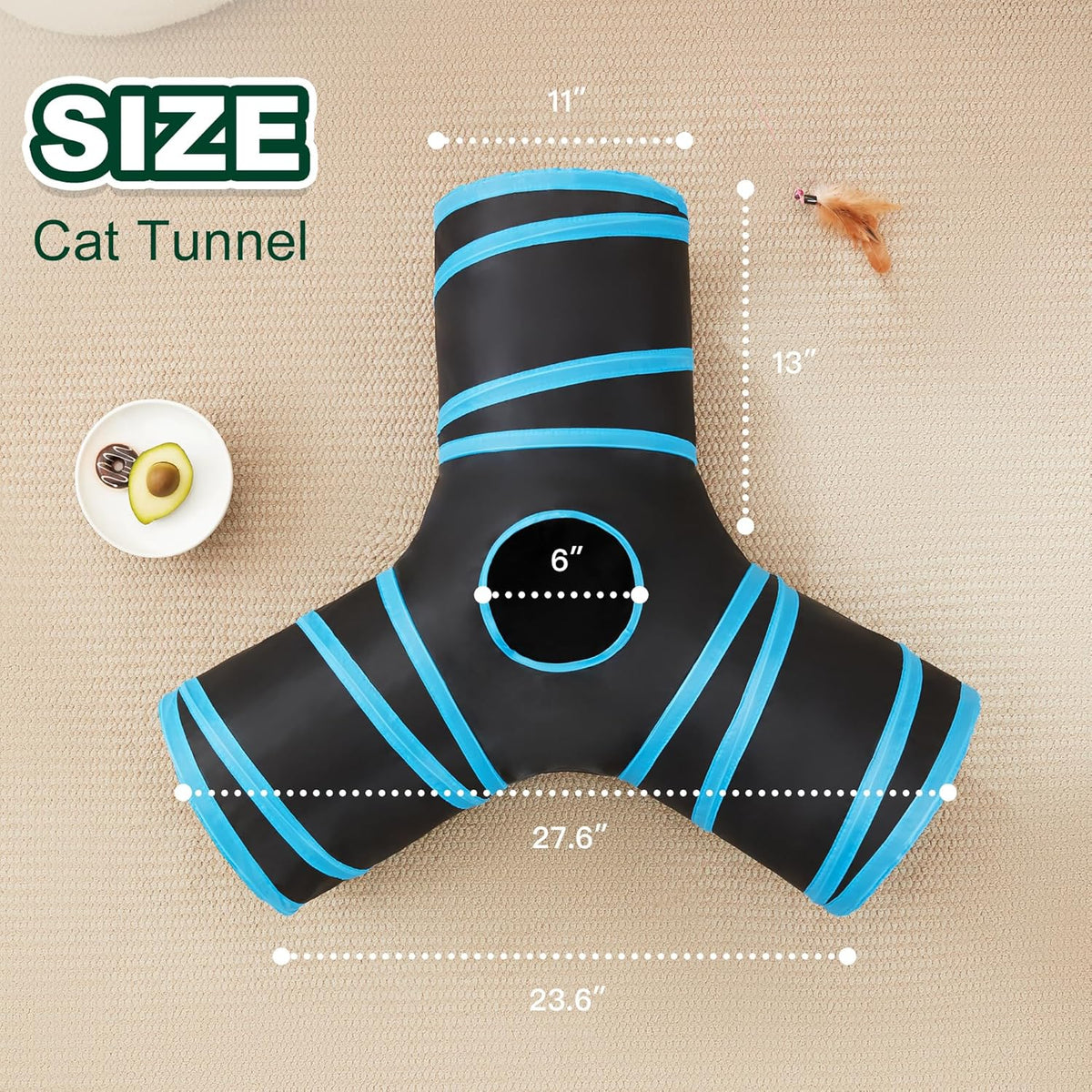 Cat Tunnel for Indoor Cats, 3-Way Collapsible Play Tunnel