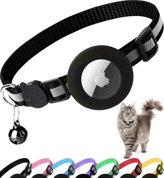 Cute Cat Collar Airtag Breakaway Reflective Kitten Collar with Bell for Apple Air Tag Holder Bell Nylon Silicone Collar for Cats (No Airtag)