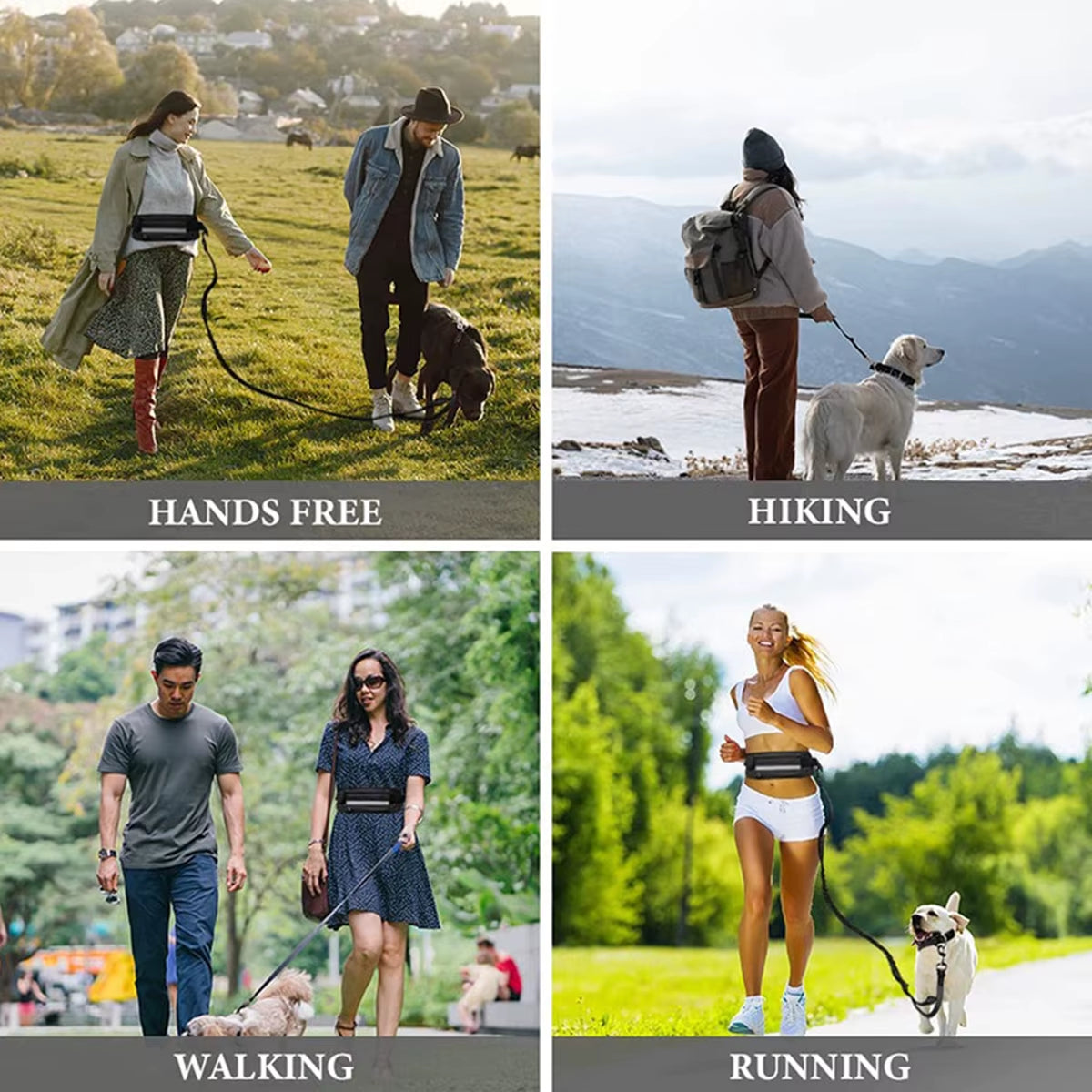 Hands-Free Reflective Dog Leash with Waist Bag