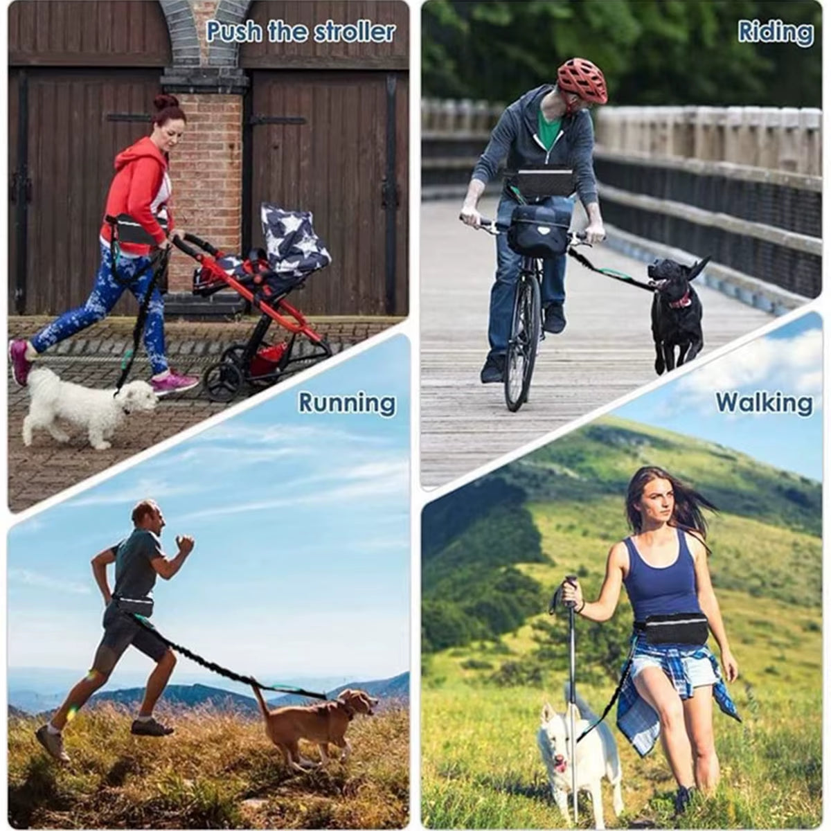 Hands-Free Reflective Dog Leash with Waist Bag